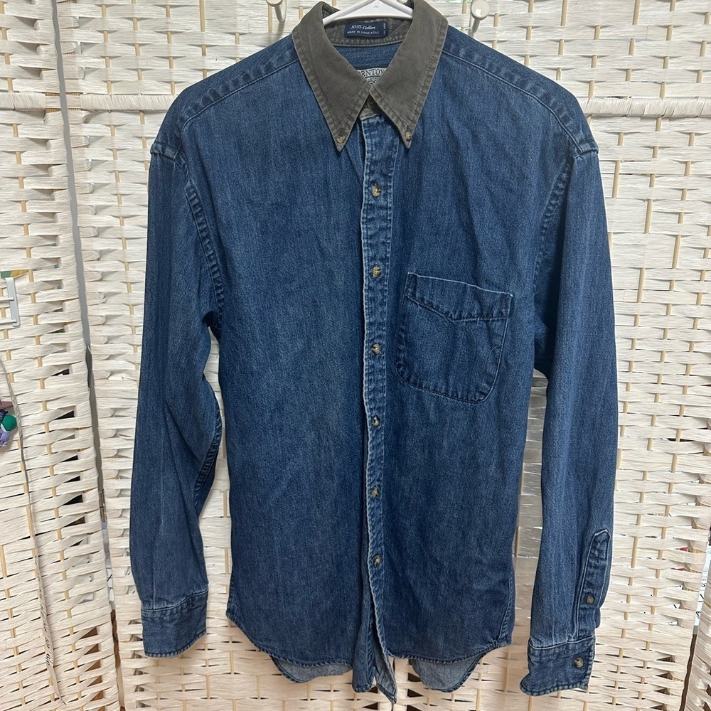 Thornton denim long sleeve shirt size s corduroy collar unisex